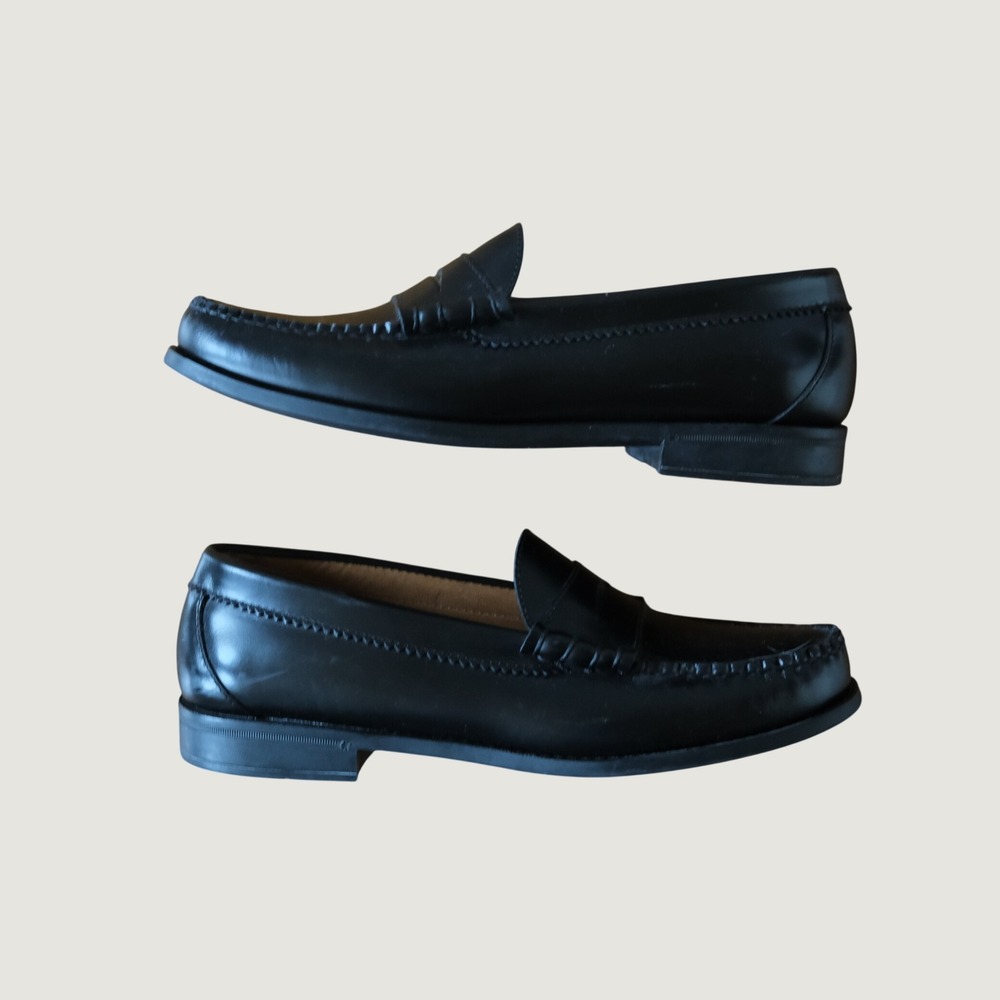 J.Crew Camden Penny Loafers Mens Black Leather Rubber Sole Preppy 8 Classic